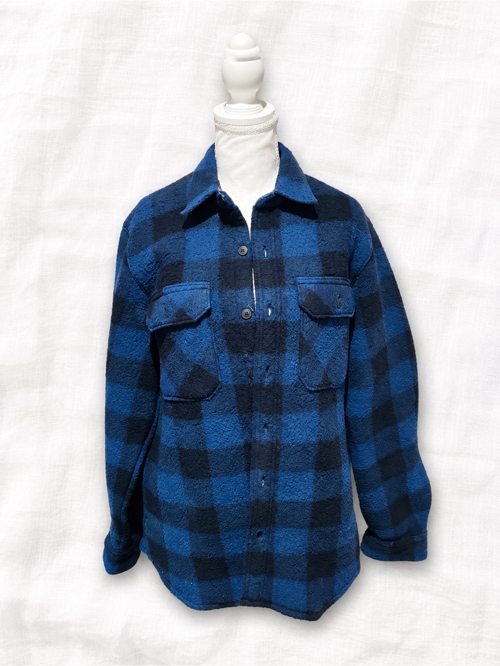 Wrangler Blue and Black Plaid Button-Front Shirt Jacket
